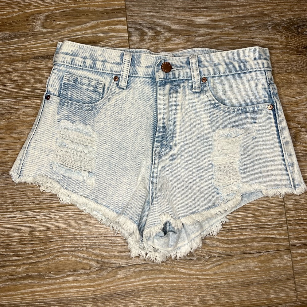 light washed denim shorts